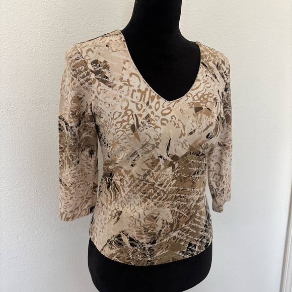 Ruby Rd. Cream and Brown Patterned Top - Picture 5 of 7